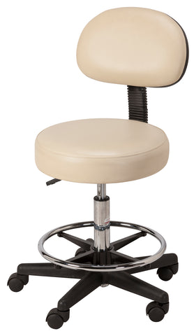 Round Rolling Stool With Backrest